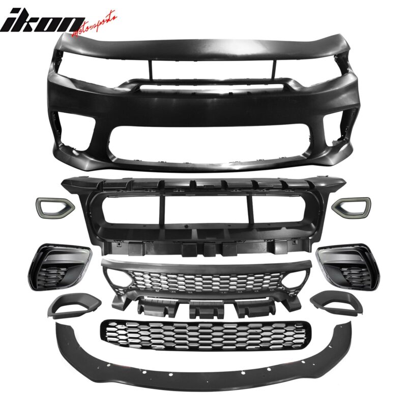 2015-2023 Dodge Charger Widebody SRT Bumper Cover Matte Black Lip PP - Image 4